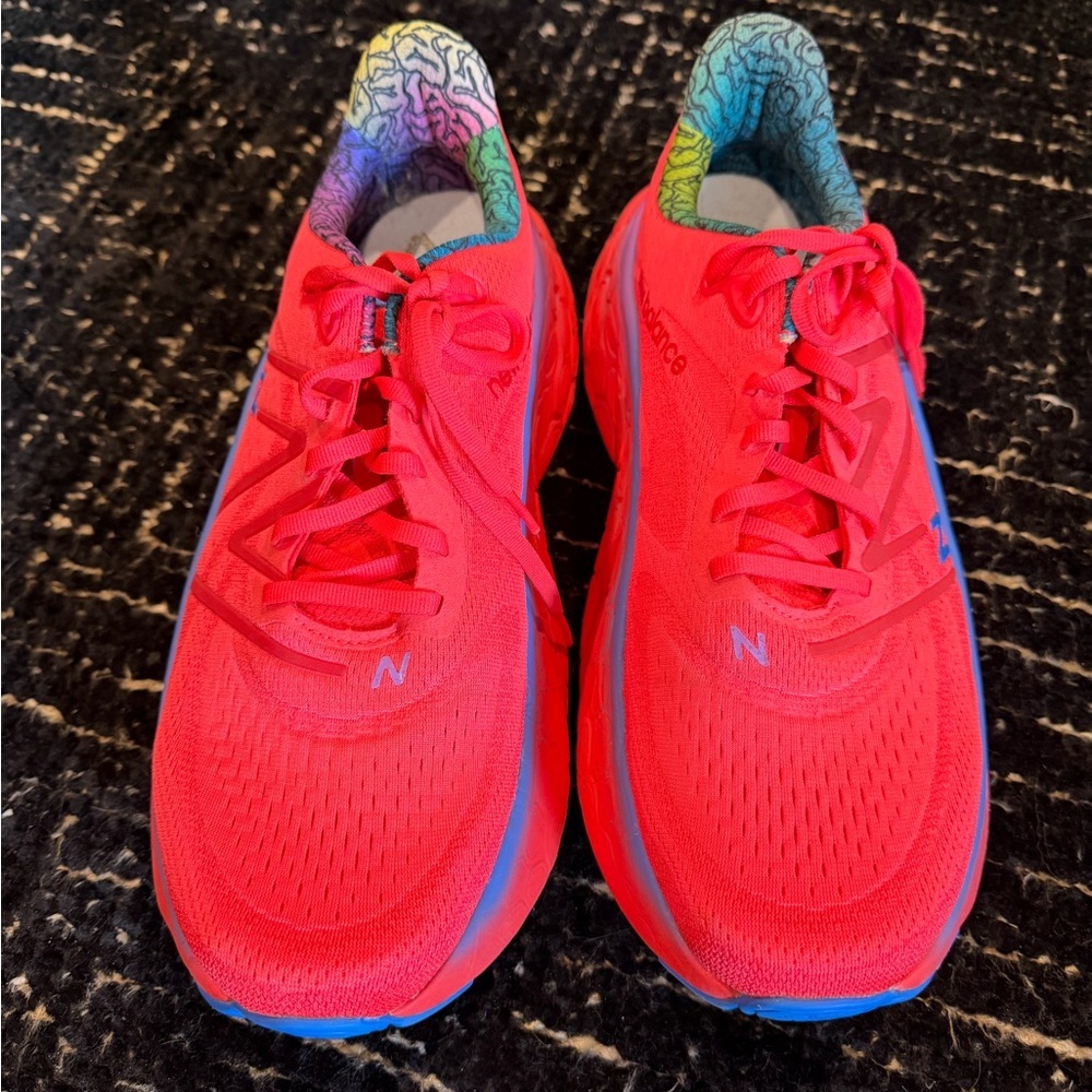 Mens New Balance Fresh Foam X More v4 - Electric Red Bright Lapis EUC Size 12